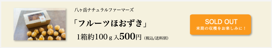 八ヶ岳ナチュラルファーマーズ「フルーツほおずき」1箱約100ｇ入 500円売り切れ